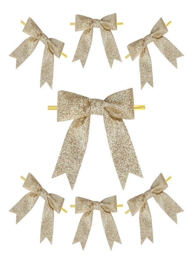 Meseey 30 Pieces 3 Inch Premade Metallic Gold Glitter Christmas Bows with Twist Tie Pretied Xmas Ribbon Bows for Gift Wrapping Basket Wedding Baby Shower Brithday Party (Gold Glitter) - Image 3
